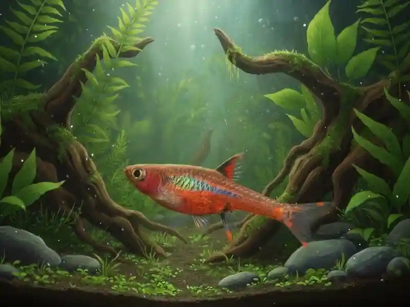 Micro-Rasboras Boraras dans aquarium Low-tech avec mousses