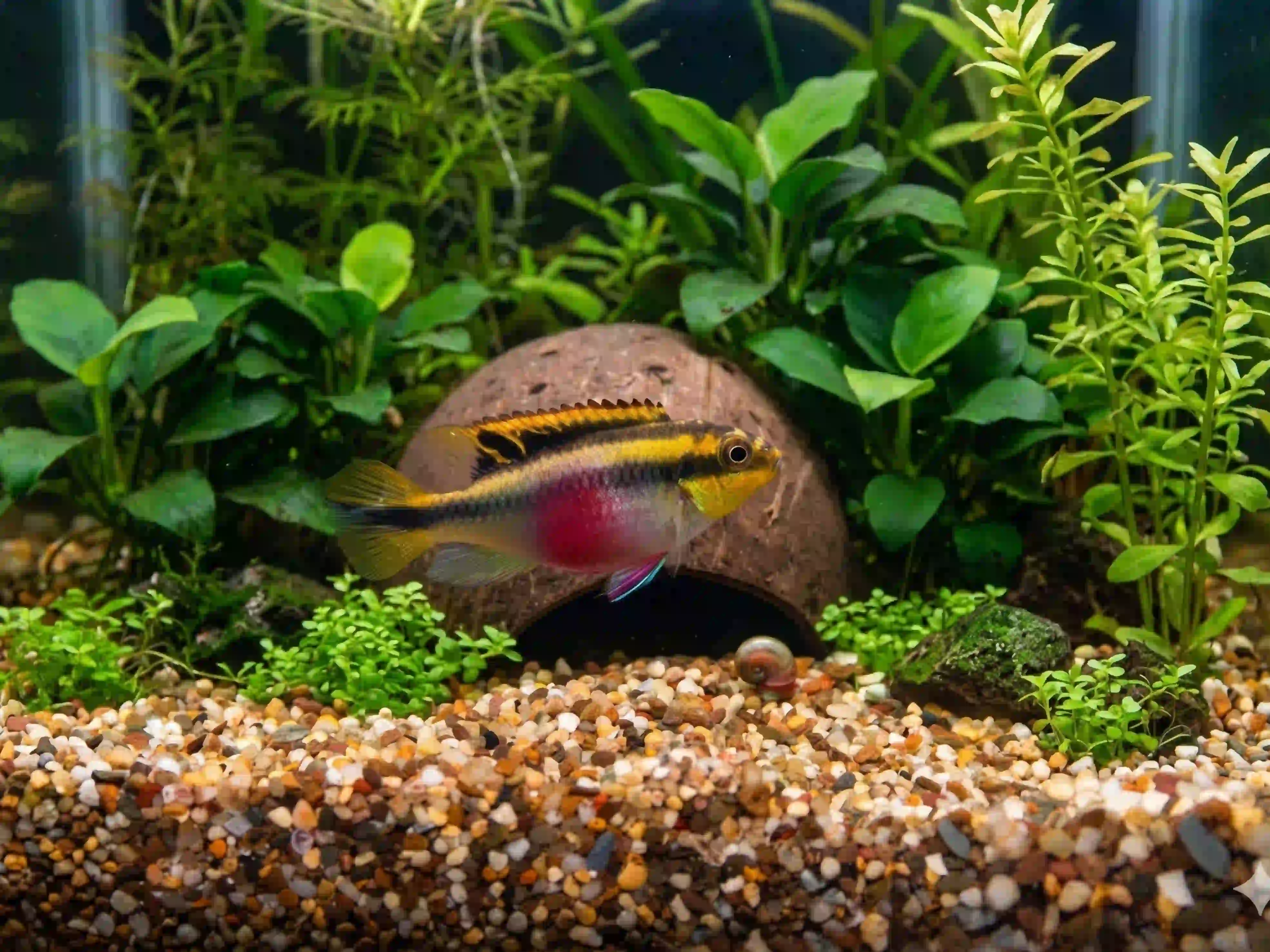 Pelvicachromis Pulcher (Pelmato) Pelvicachromis pulcher aquarium low-tech sans filtre