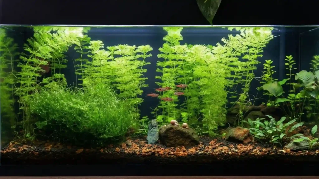 Aquarium 120 litres sans filtre selon la méthode Low-tech, eau cristalline sans entretien