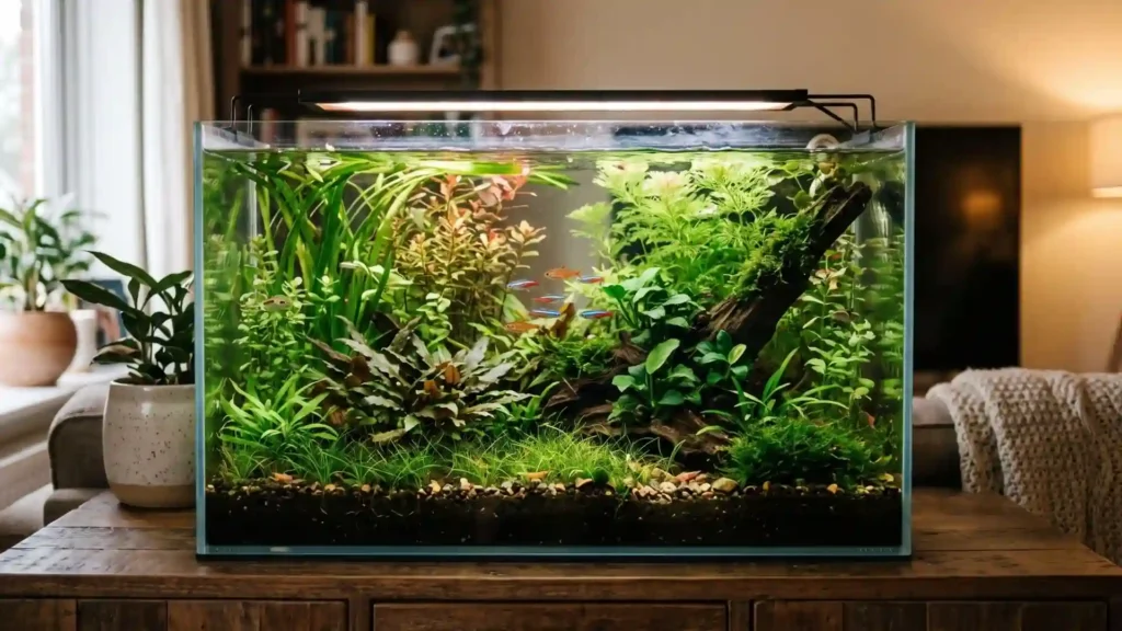 aquarium 80 litres planté méthode low-tech sans filtre